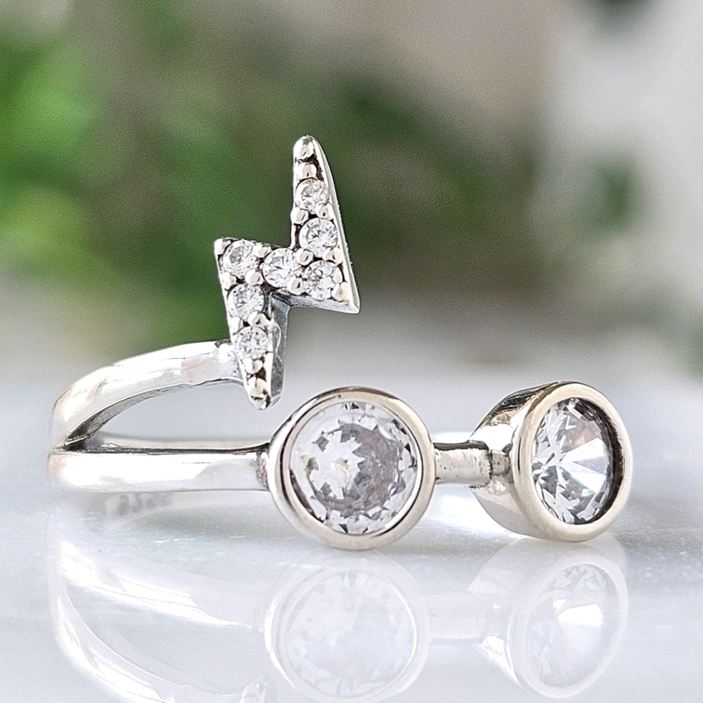 Official Harry Potter Lightning Bolt  & Glasses Ring, 925 Sterling Silver
